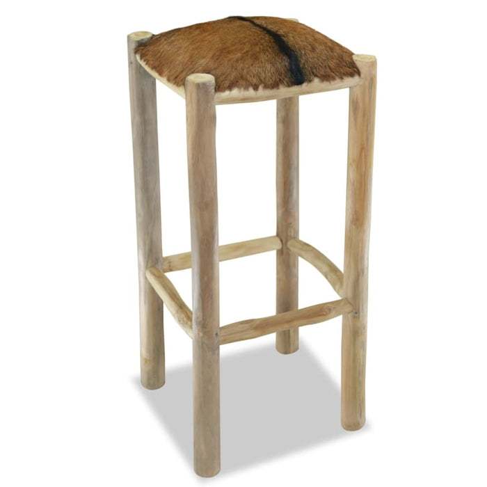 Bar Stool Real Leather And Solid Teak Wood Xaapaa