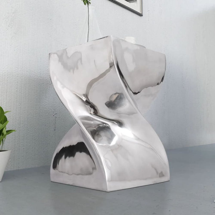 Stool/side Table Twisted Shape Aluminium Silver Xatpbi