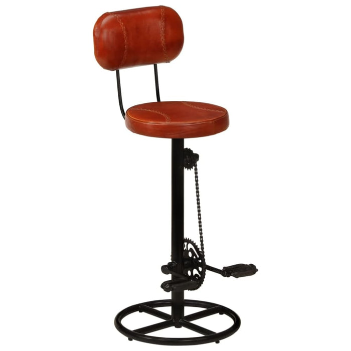 Bar Stools 2 Pcs Black and Brown Real Goat Leather Ttnxop