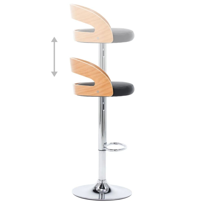 Bar Stools 2 Pcs Black Faux Leather and Bentwood Xntoan