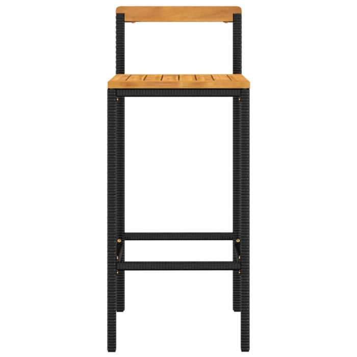 Bar Stools 2 Pcs Black Poly Rattan and Solid Wood Acacia