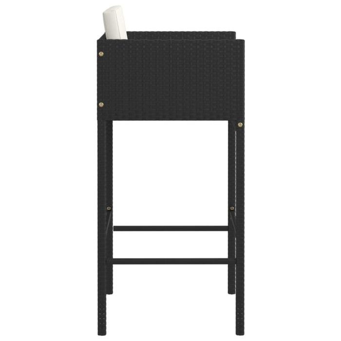 Bar Stools 2 Pcs with Cushions Black Poly Rattan Gl6731665