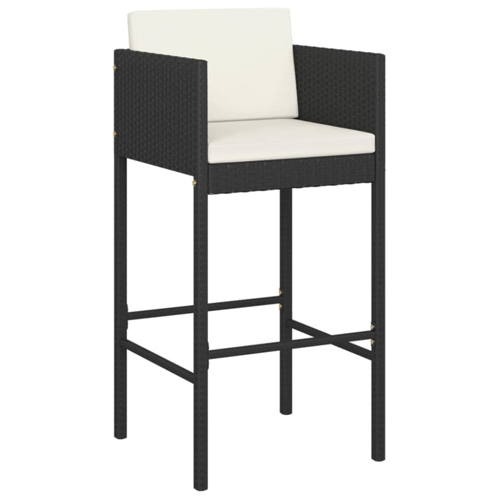 Bar Stools 2 Pcs with Cushions Black Poly Rattan Gl6731665