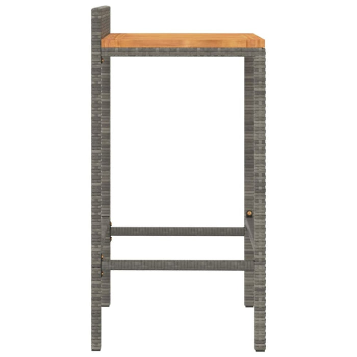 Bar Stools 2 Pcs Grey Poly Rattan and Solid Wood Acacia