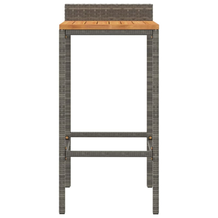 Bar Stools 2 Pcs Grey Poly Rattan and Solid Wood Acacia