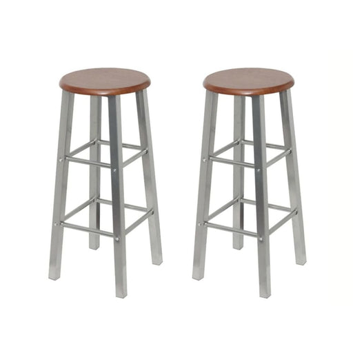 Bar Stools 2 Pcs Metal with Mdf Seat Gl632656