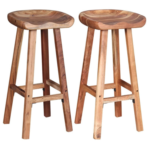 Bar Stools 2 Pcs Solid Acacia Wood Gl747