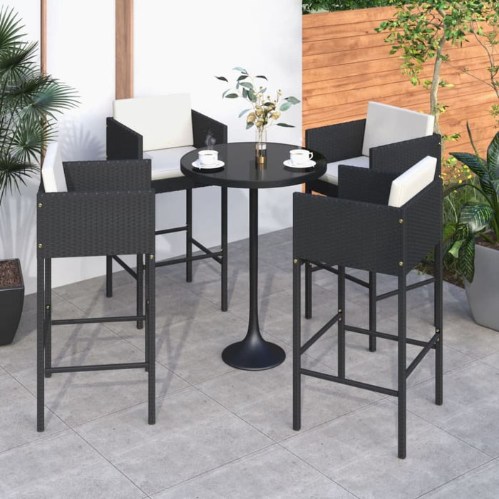 Bar Stools 4 Pcs with Cushions Black Poly Rattan Gl6691666