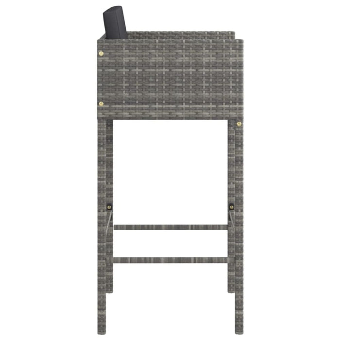 Bar Stools 4 Pcs with Cushions Grey Poly Rattan Gl66816661