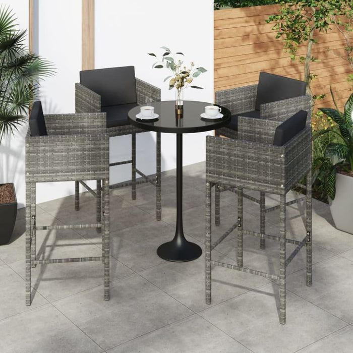 Bar Stools 4 Pcs with Cushions Grey Poly Rattan Gl66816661
