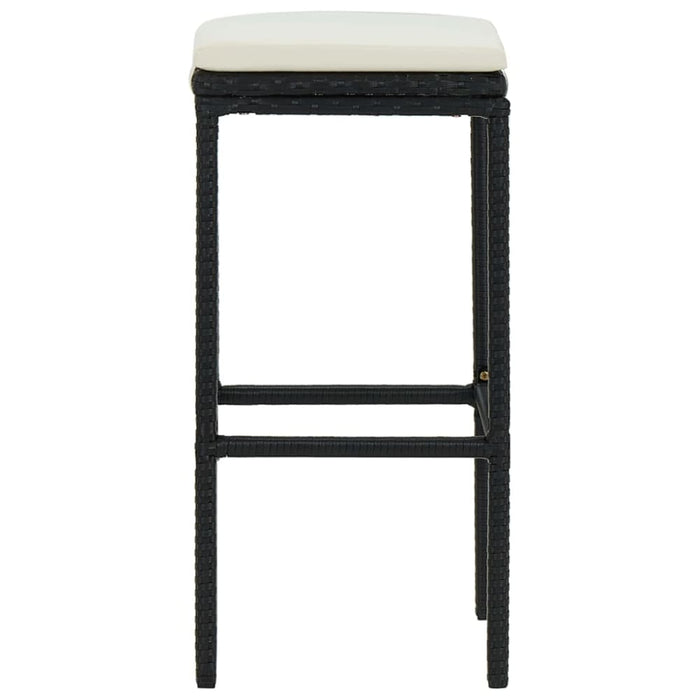 Bar Stools with Cushions 4 Pcs Black Poly Rattan Gl69216