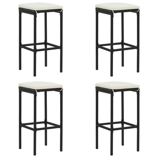 Bar Stools with Cushions 4 Pcs Black Poly Rattan Gl69216