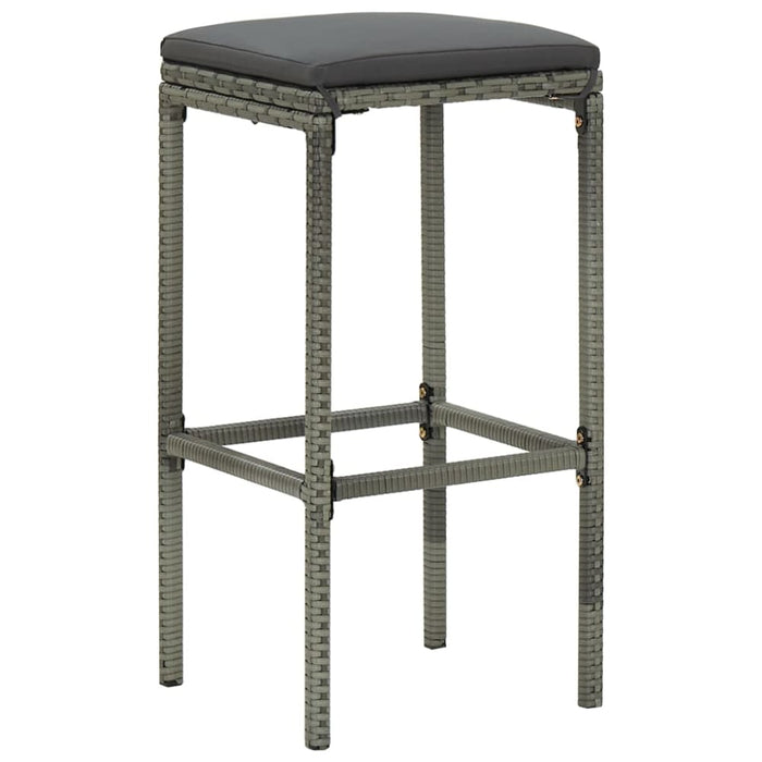 Bar Stools with Cushions 6 Pcs Grey Poly Rattan Gl69615