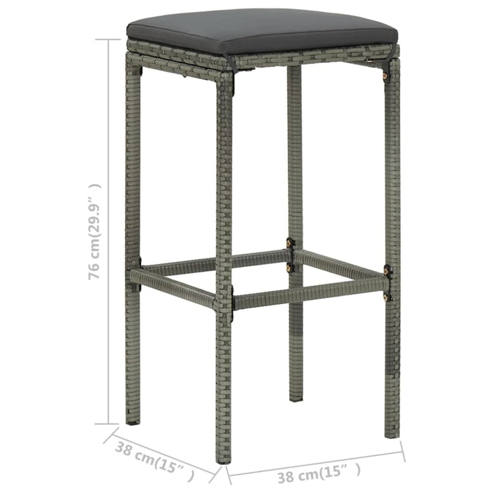 Bar Stools with Cushions 6 Pcs Grey Poly Rattan Gl69615