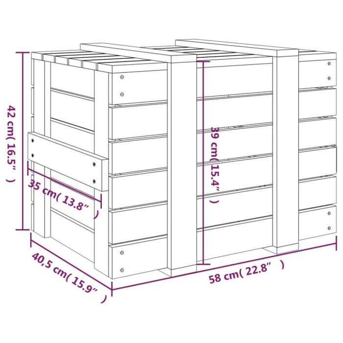 Storage Box 58x40.5x42 Cm Solid Wood Pine Nxakkt