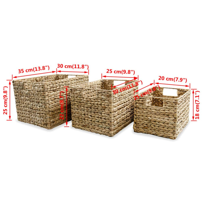 Storage Basket Set 3 Pieces Water Hyacinth Xapakb