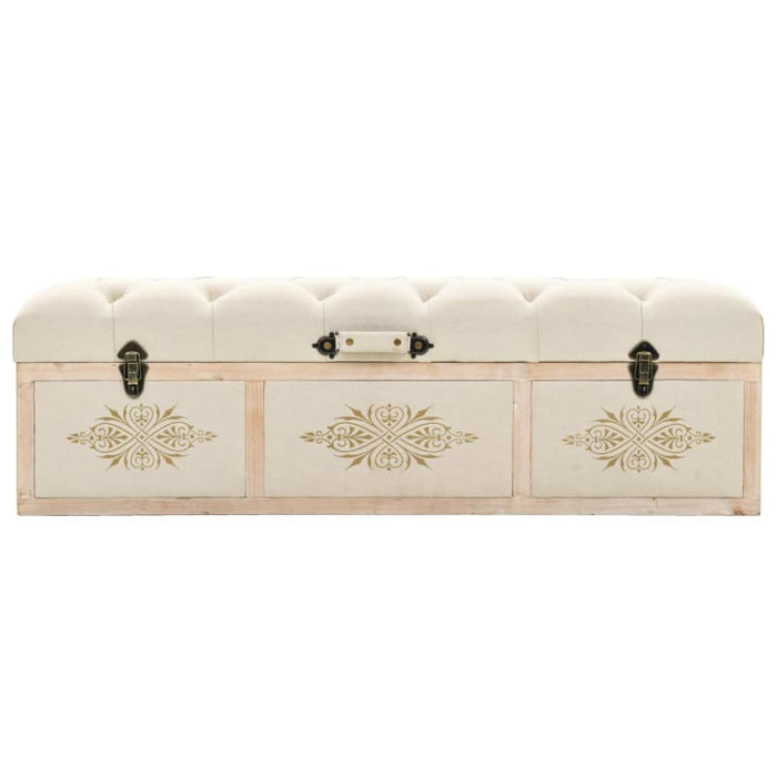 Storage Bench 110 Cm Cream Solid Firwood and Fabric Ttkxkl