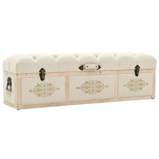 Storage Bench 110 Cm Cream Solid Firwood And Fabric Ttkxkl