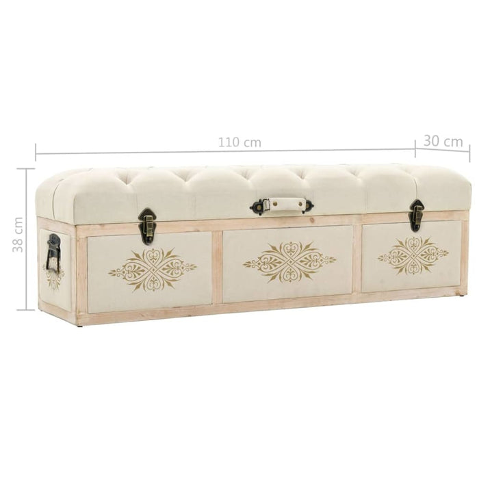 Storage Bench 110 Cm Cream Solid Firwood and Fabric Ttkxkl