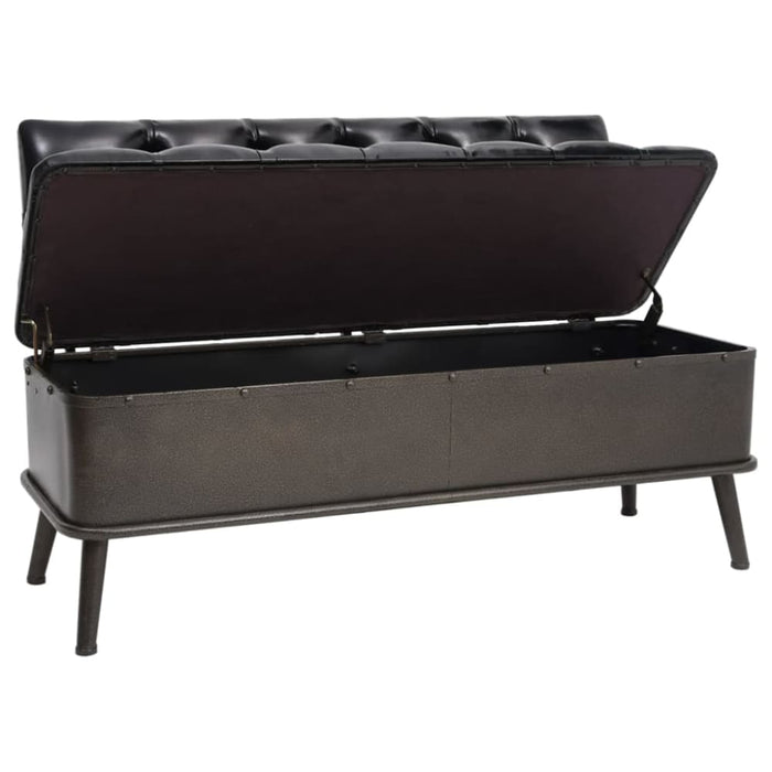 Storage Bench with Backrest 110 Cm Black Faux Leather Ttkxki
