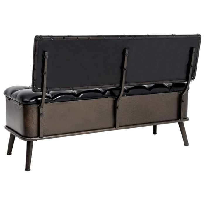 Storage Bench with Backrest 110 Cm Black Faux Leather Ttkxki