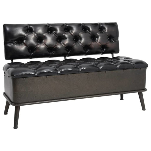 Storage Bench with Backrest 110 Cm Black Faux Leather Ttkxki