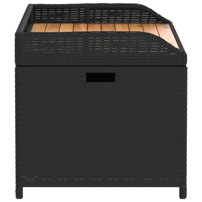 Storage Bench Black 100x50x52 Cm Poly Rattan and Acacia