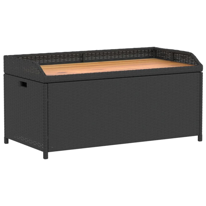 Storage Bench Black 100x50x52 Cm Poly Rattan and Acacia