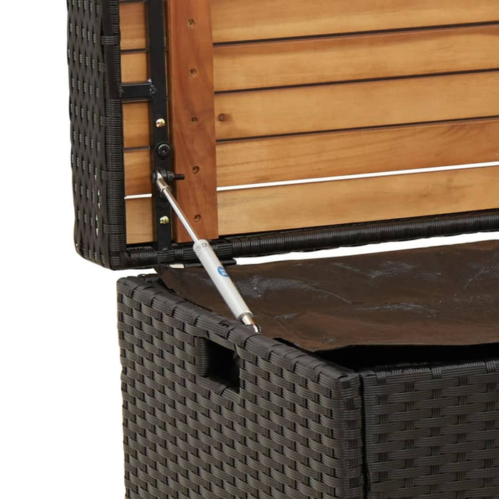 Storage Bench Black 100x50x52 Cm Poly Rattan and Acacia
