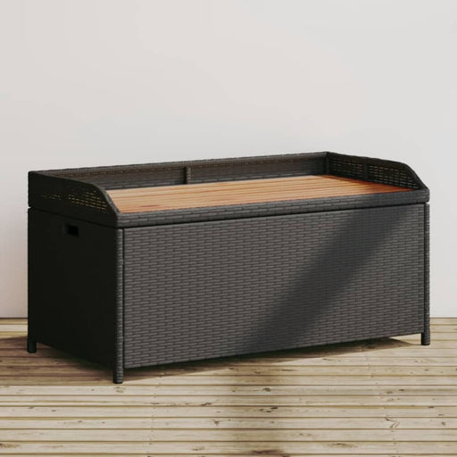Storage Bench Black 100x50x52 Cm Poly Rattan and Acacia