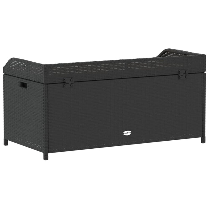 Storage Bench Black 100x50x52 Cm Poly Rattan and Acacia