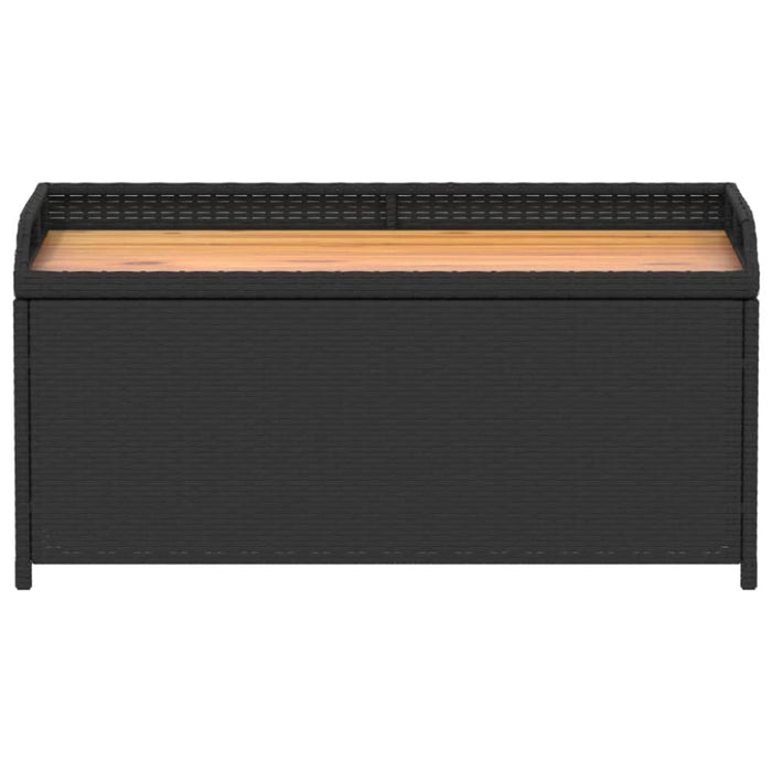 Storage Bench Black 100x50x52 Cm Poly Rattan and Acacia