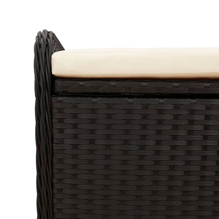 Storage Bench with Cushion Black 115x51x52 Cm Poly Rattan