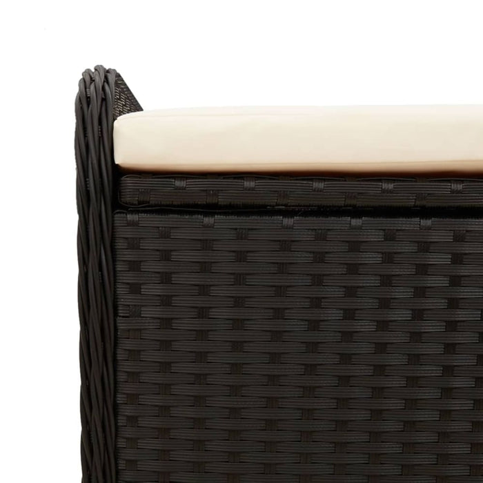 Storage Bench with Cushion Black 80x51x52 Cm Poly Rattan