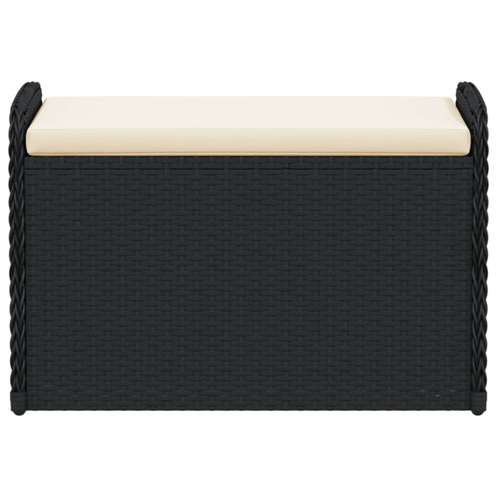 Storage Bench with Cushion Black 80x51x52 Cm Poly Rattan