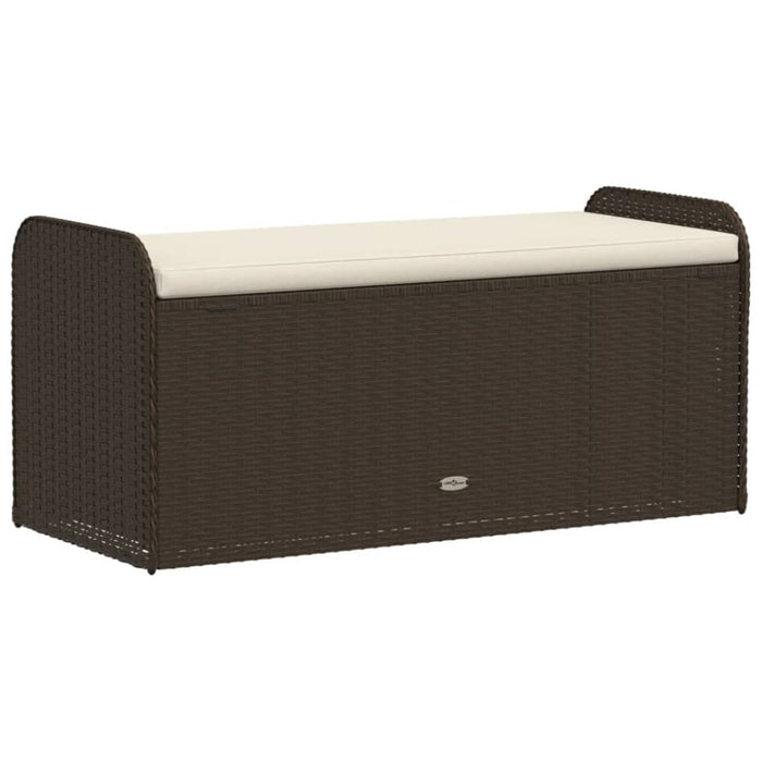 Storage Bench with Cushion Brown 115x51x52 Cm Poly Rattan