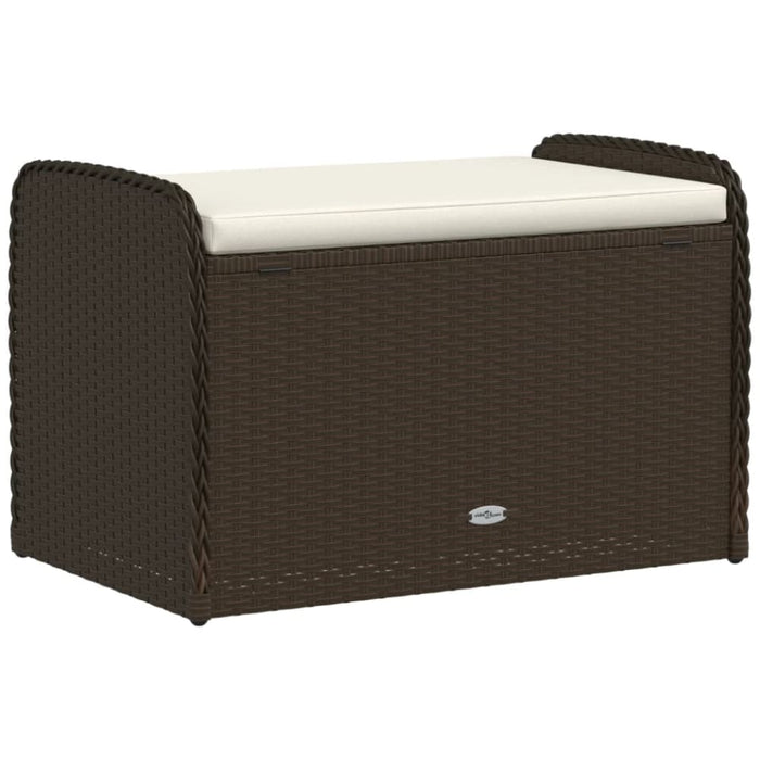 Storage Bench with Cushion Brown 80x51x52 Cm Poly Rattan