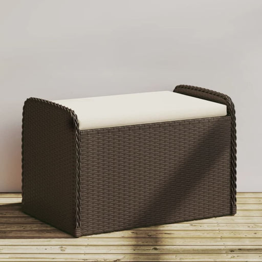 Storage Bench with Cushion Brown 80x51x52 Cm Poly Rattan