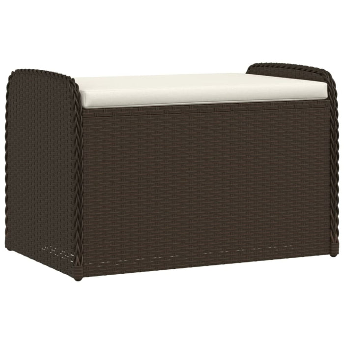 Storage Bench with Cushion Brown 80x51x52 Cm Poly Rattan