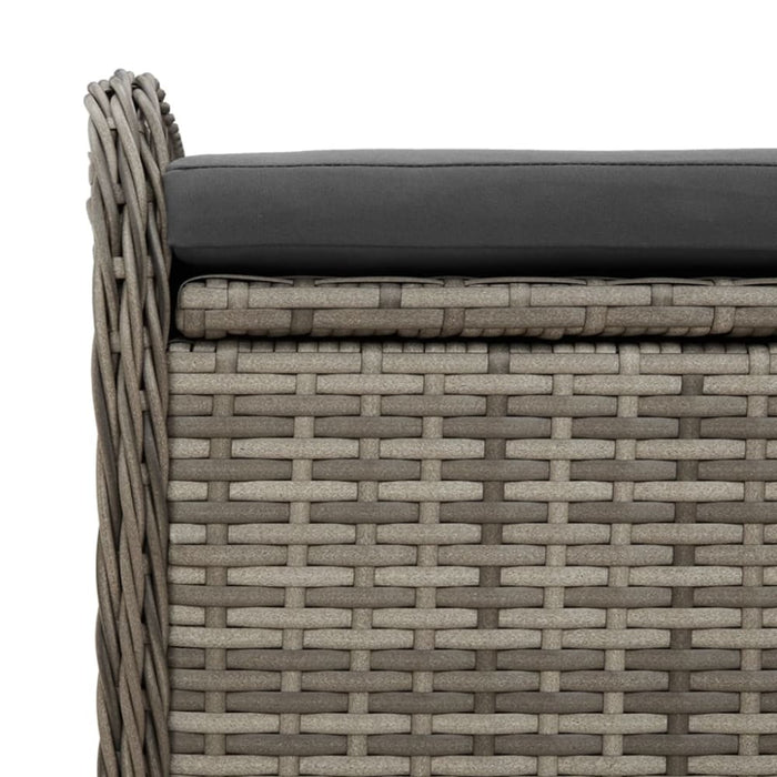 Storage Bench with Cushion Grey 115x51x52 Cm Poly Rattan