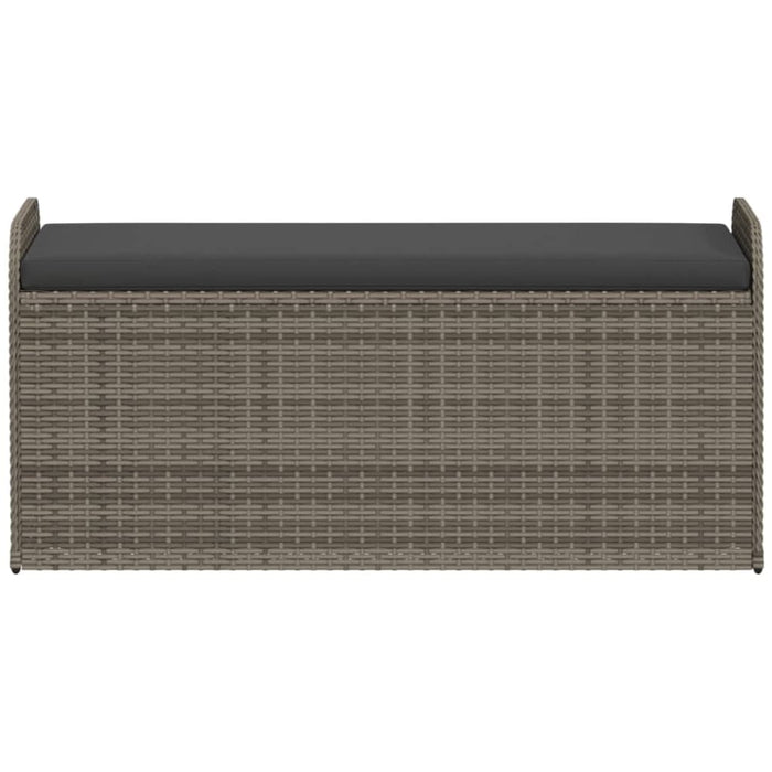 Storage Bench with Cushion Grey 115x51x52 Cm Poly Rattan