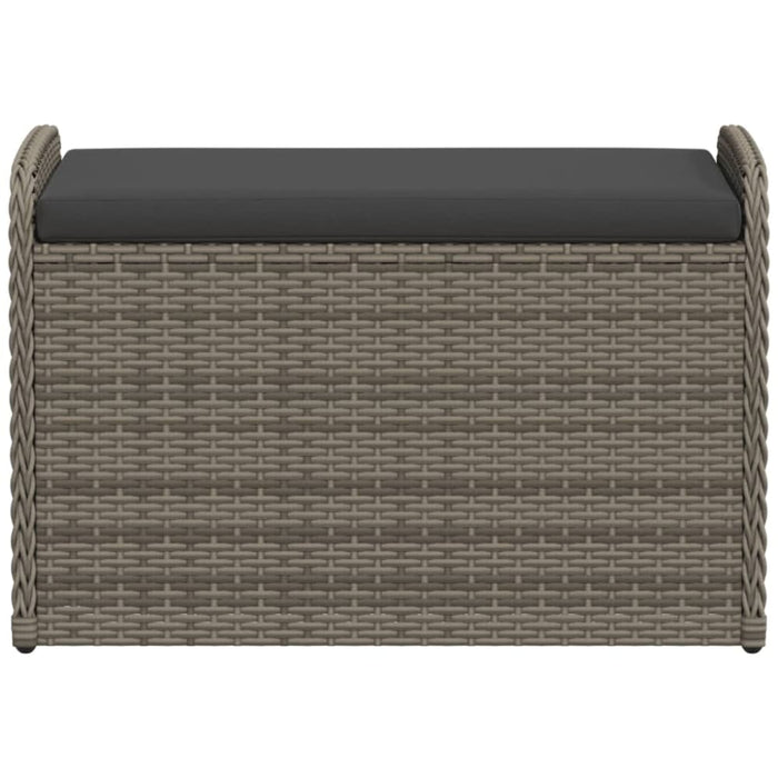 Storage Bench with Cushion Grey 80x51x52 Cm Poly Rattan