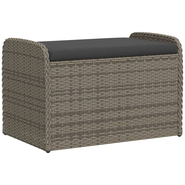 Storage Bench with Cushion Grey 80x51x52 Cm Poly Rattan