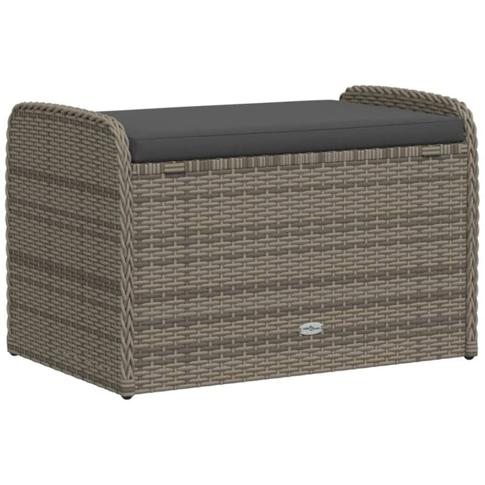 Storage Bench with Cushion Grey 80x51x52 Cm Poly Rattan