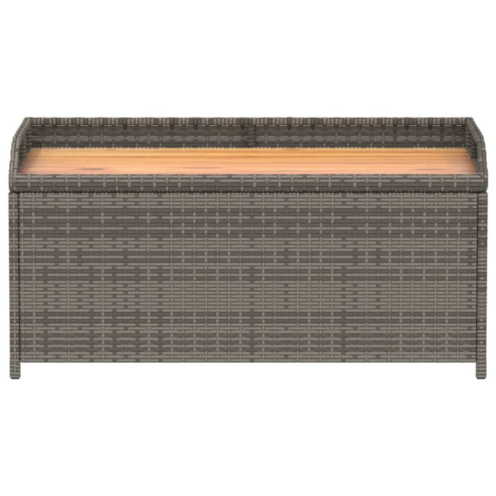 Storage Bench Grey 100x50x52 Cm Poly Rattan and Acacia Wood