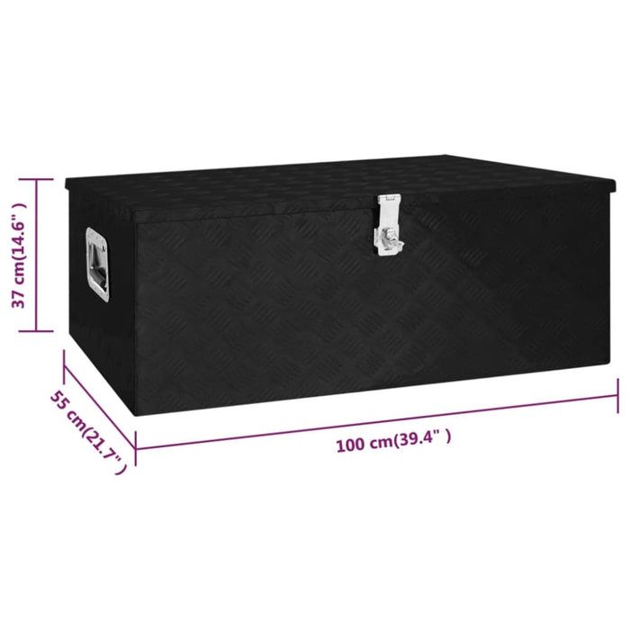Storage Box Black 100x55x37 Cm Aluminium Opxxpi