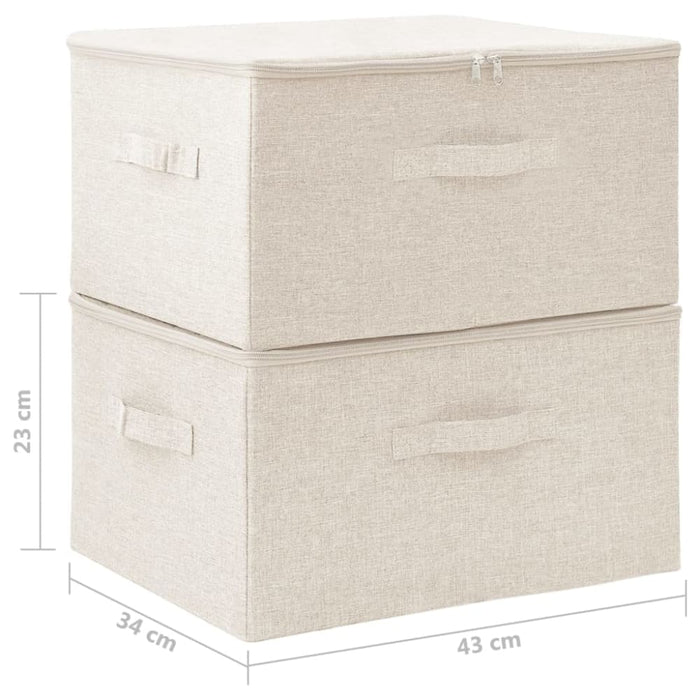 Storage Boxes 2 Pcs Fabric 43x34x23 Cm Cream Ttxkoo