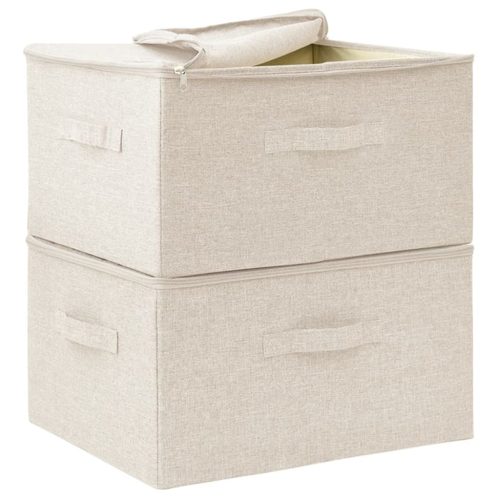 Storage Boxes 2 Pcs Fabric 43x34x23 Cm Cream Ttxkoo