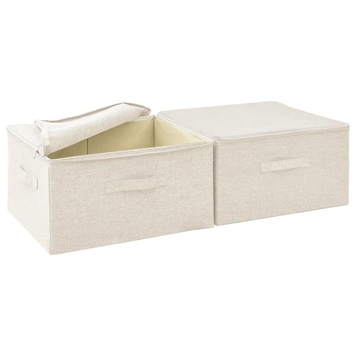 Storage Boxes 2 Pcs Fabric 43x34x23 Cm Cream Ttxkoo