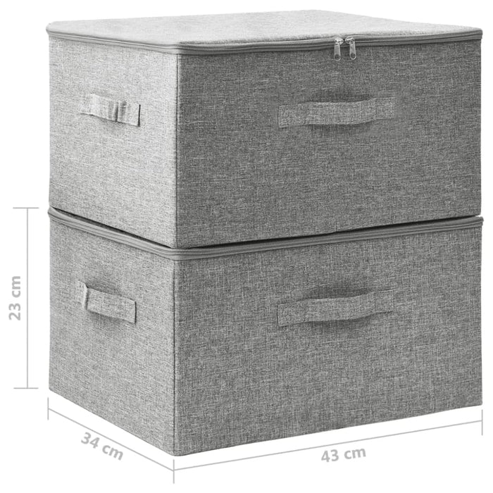 Storage Boxes 2 Pcs Fabric 43x34x23 Cm Grey Ttxkob